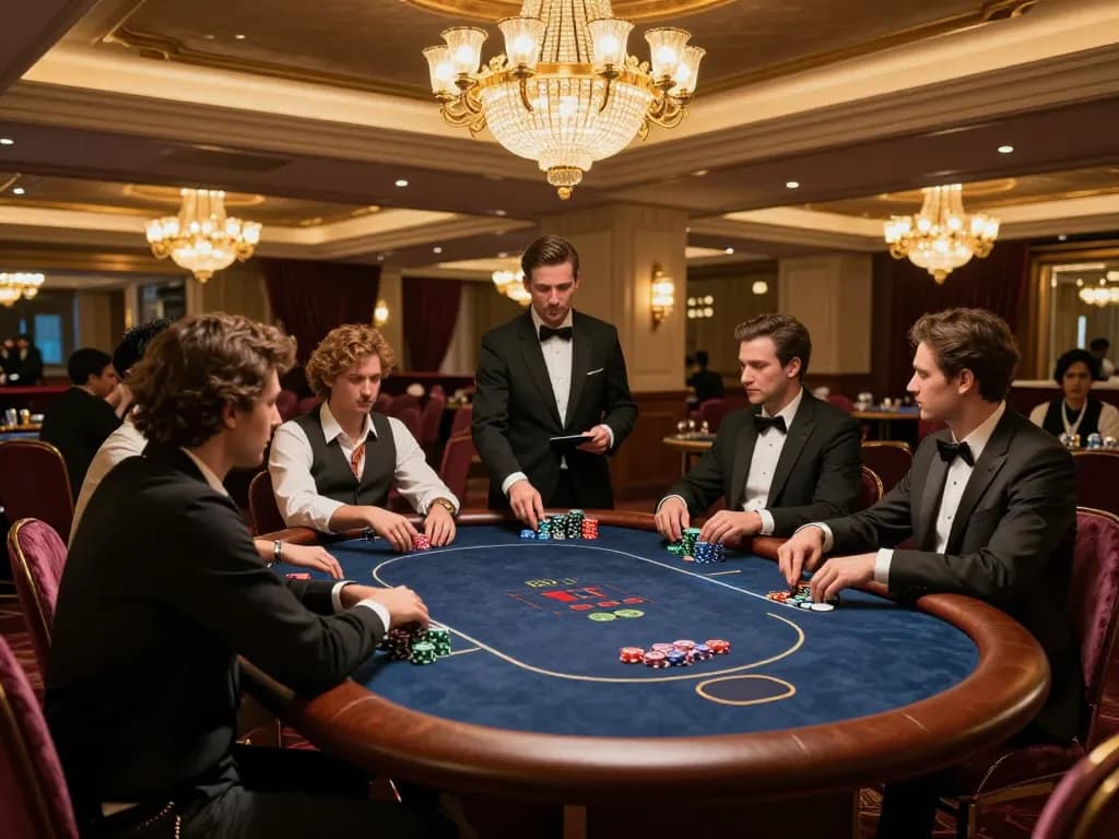 F168 players enjoying high-stakes poker in a luxurious casino VIP area
