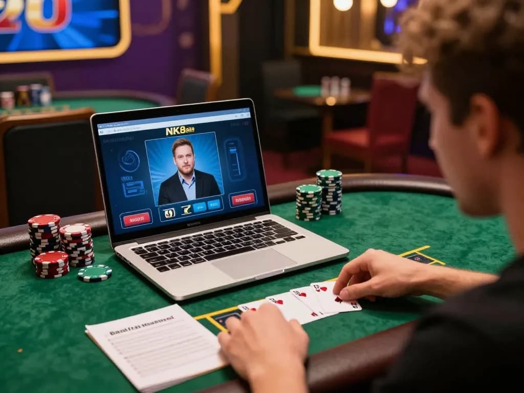 Engage in live dealer blackjack on NK88 com with an inviting gaming setup.