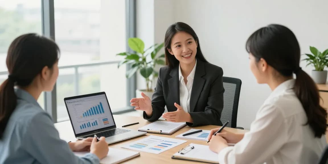 Couple discussing asset protection strategies with financial advisor in a bright office