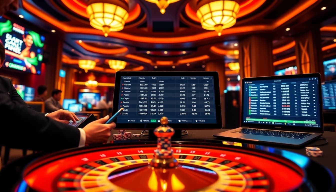 Kèo nhà cái 5 displayed on a high-tech gambling interface with players making strategic bets.