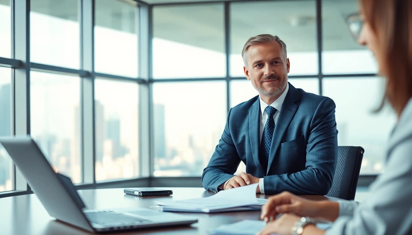 Consultation with a fiduciary near me showing a caring financial advisor assisting a client.