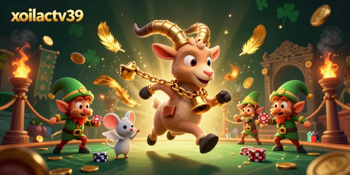 Experience the thrilling action at xoilactv39 with Krampus and friends in a vibrant 3D casino scene.
