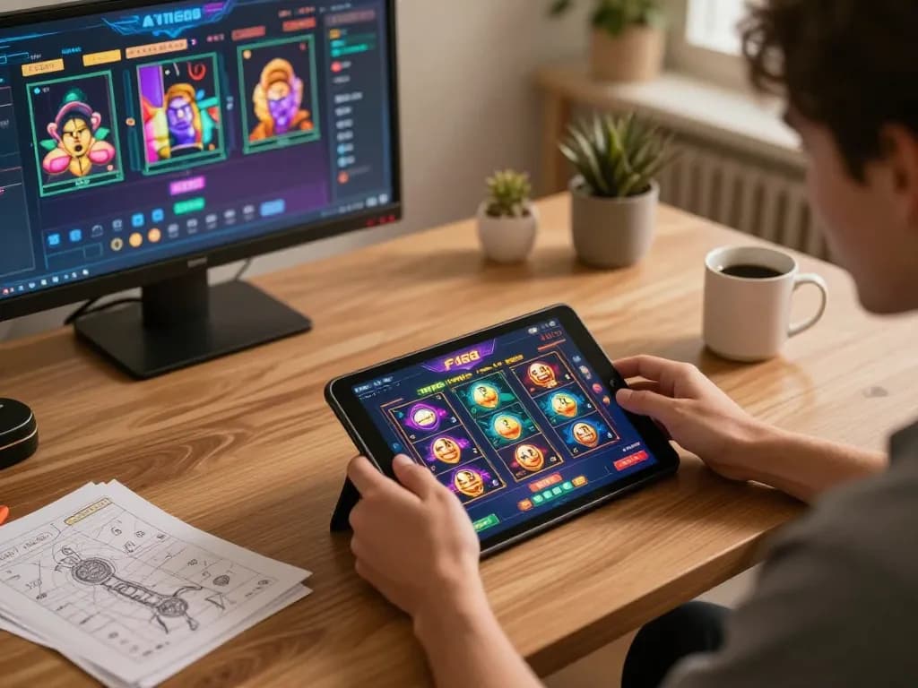 Engaged player enjoying F168 online slots in a cozy setting, highlighting responsible gaming principles.