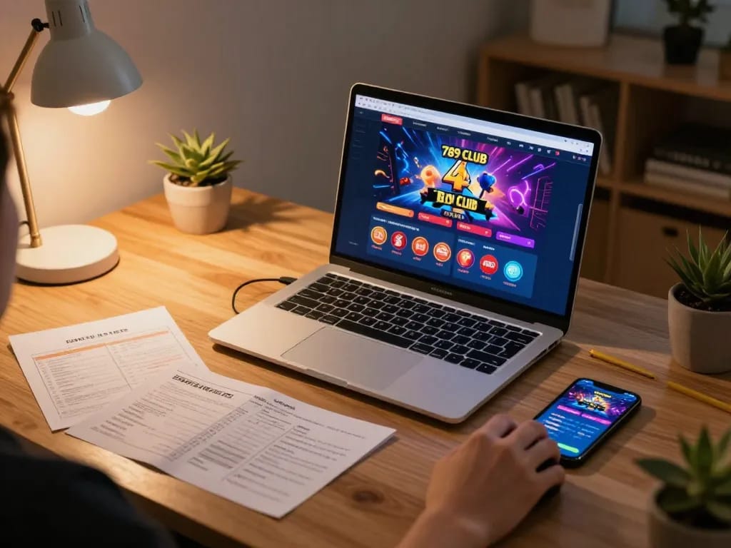 Engaging gameplay on 789 CLUB casino app with strategic betting setup at home