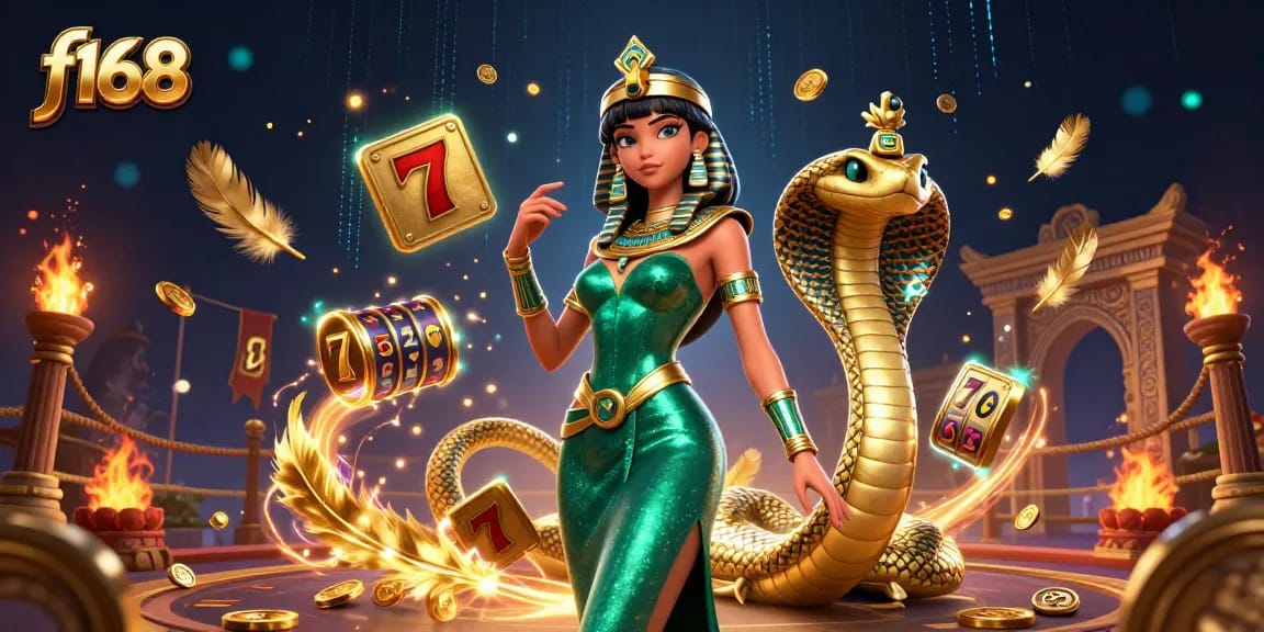 Catch the excitement of f168 with a captivating online casino scene showcasing vibrant characters and gaming elements.