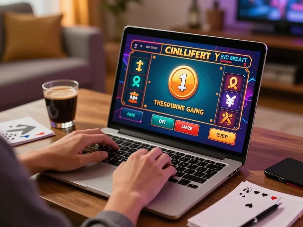 Online casino gaming with 789BET, a player engaging in strategic betting on their laptop.