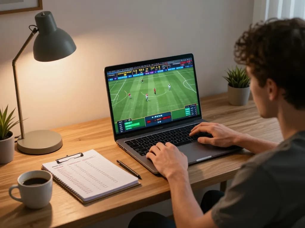 bl555 player placing bets on laptop in a cozy home gaming setup