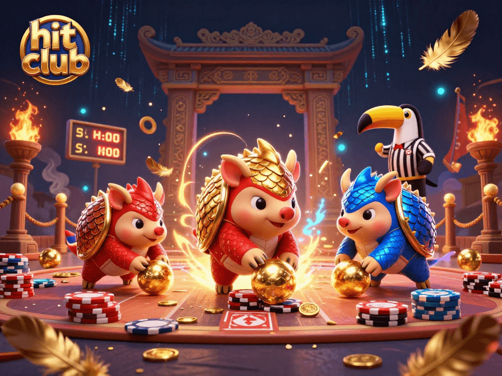 Engage in thrilling action at the hit club with animated pangolins bowling through poker chips.