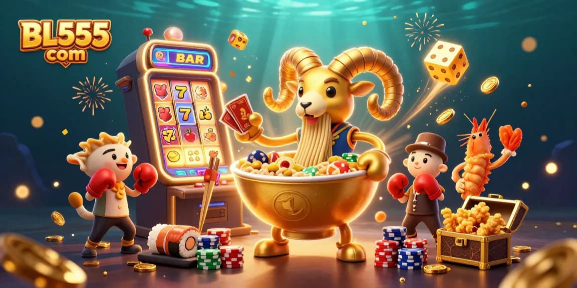 Spin and win at BL555 com with vibrant 3D casino characters and dynamic game elements.