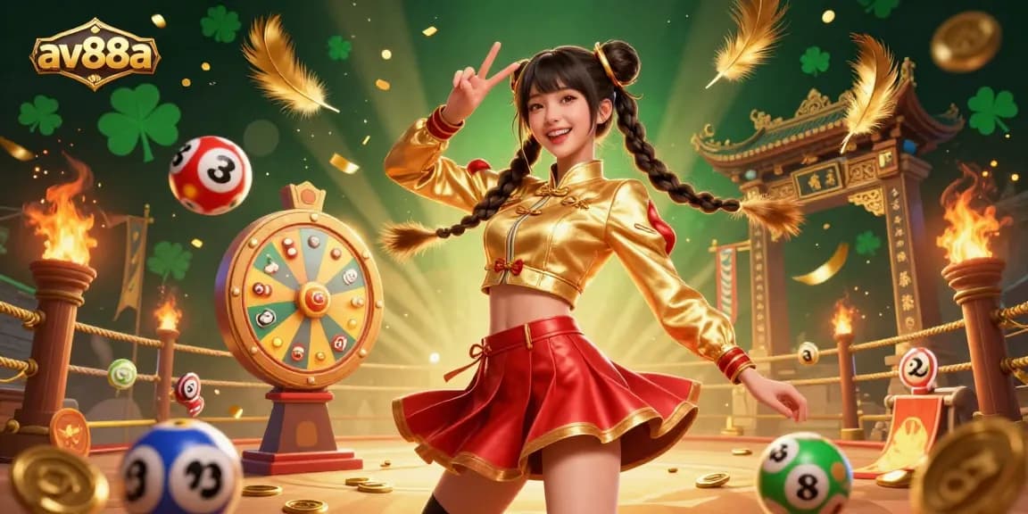 Experience the thrill of winning at av88a with vibrant gaming elements and energetic characters.