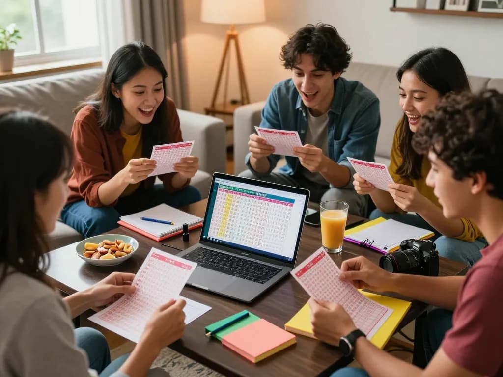 Teman-teman dengan antusias mengikuti hasil HK Lotto selama pengundian langsung.