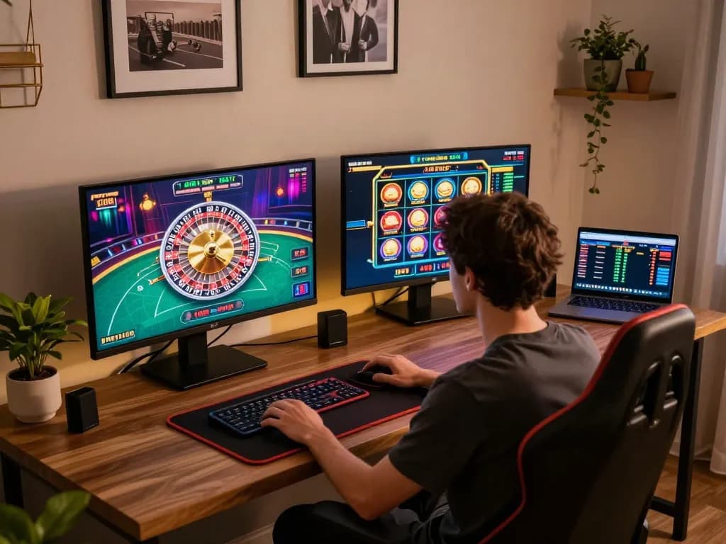 Engaged user playing roulette on PH22 online casino platform from a cozy gaming setup.