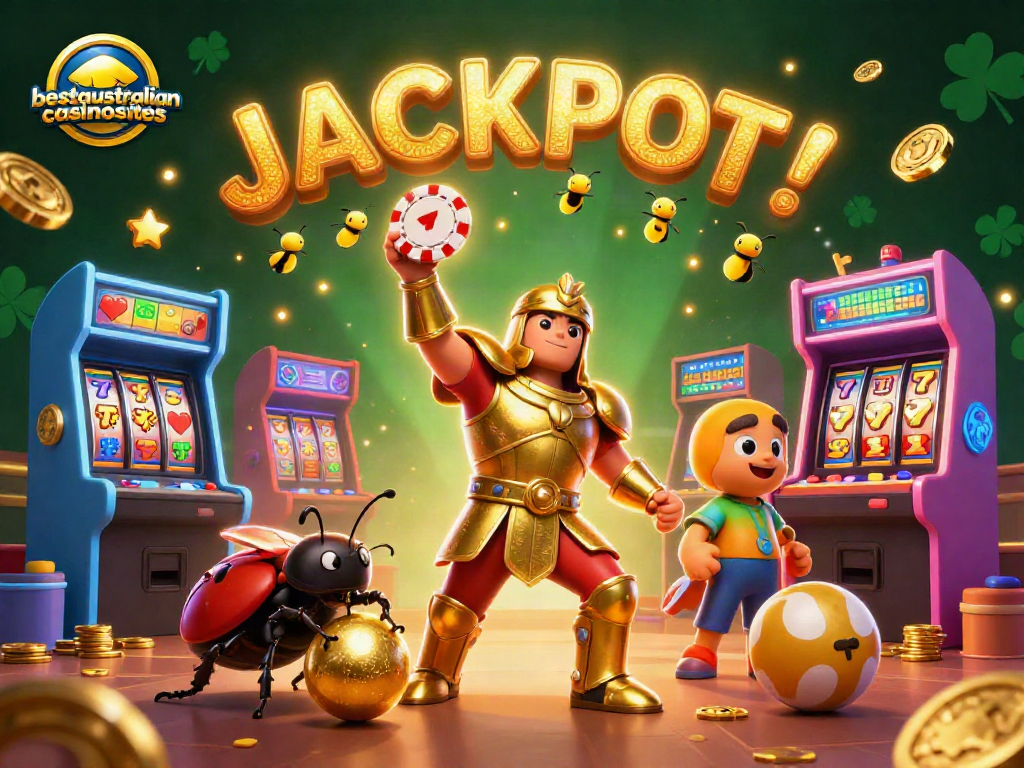 Engage with the best jackpots at bestaustraliancasinosites with our lively 3D characters and slot symbols.