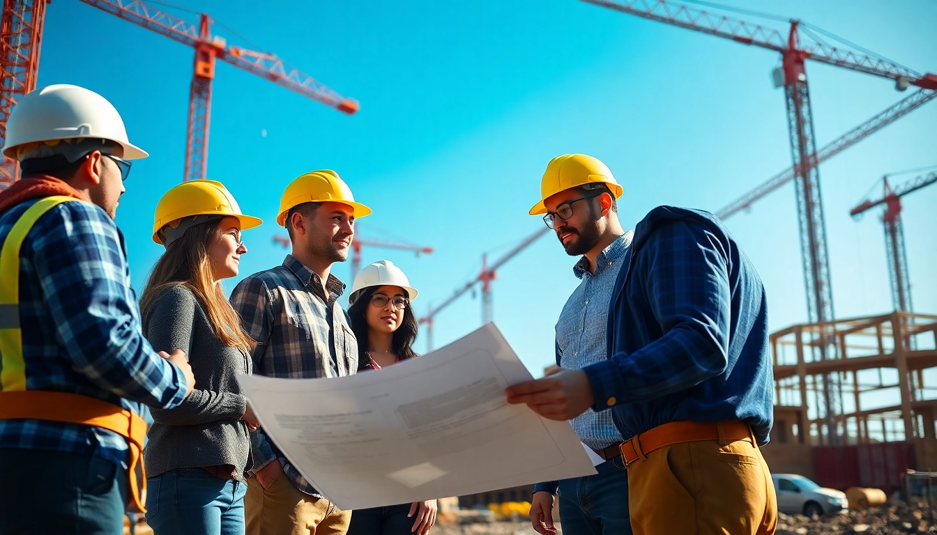 New Jersey Construction Manager leading a team on-site with active cranes, embodying leadership and collaboration.