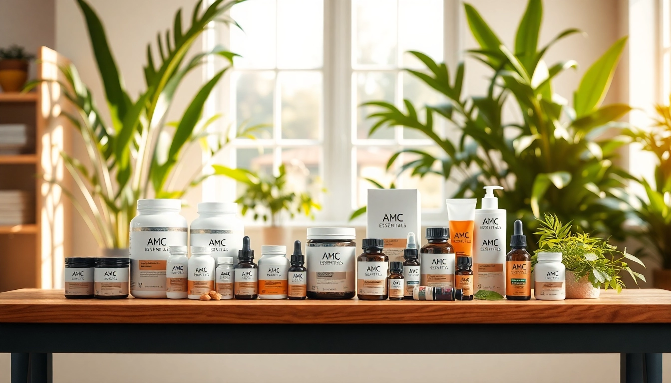 Showcasing AMC Essentials products in a bright, inviting setting for health-conscious consumers.