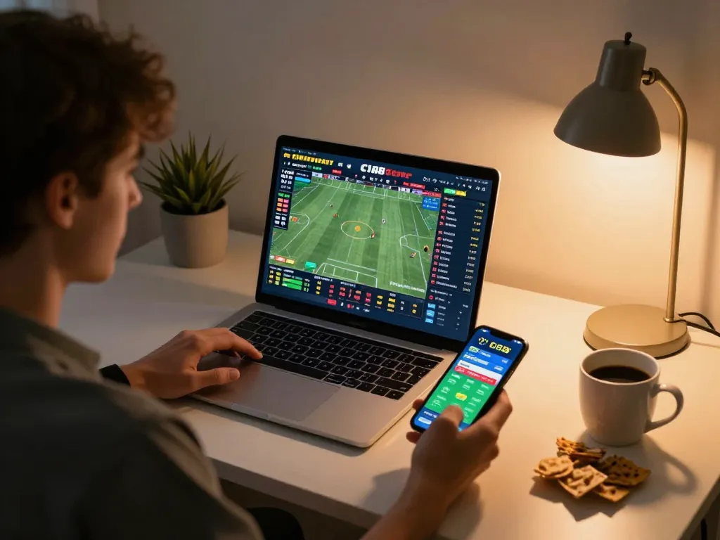 C168 users engaging in live sports betting on a cozy home setup