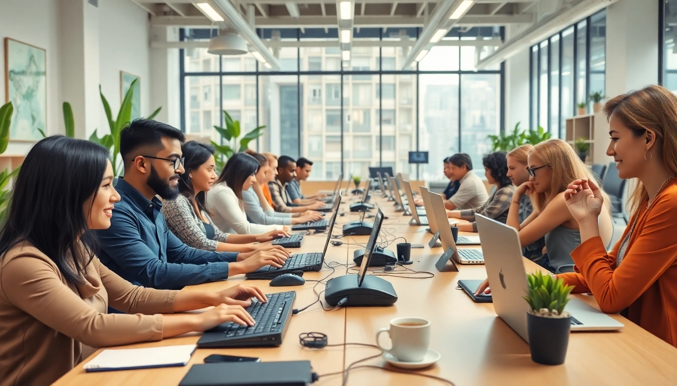 Engaged team at a Typing Center enhancing productivity in a modern workspace.