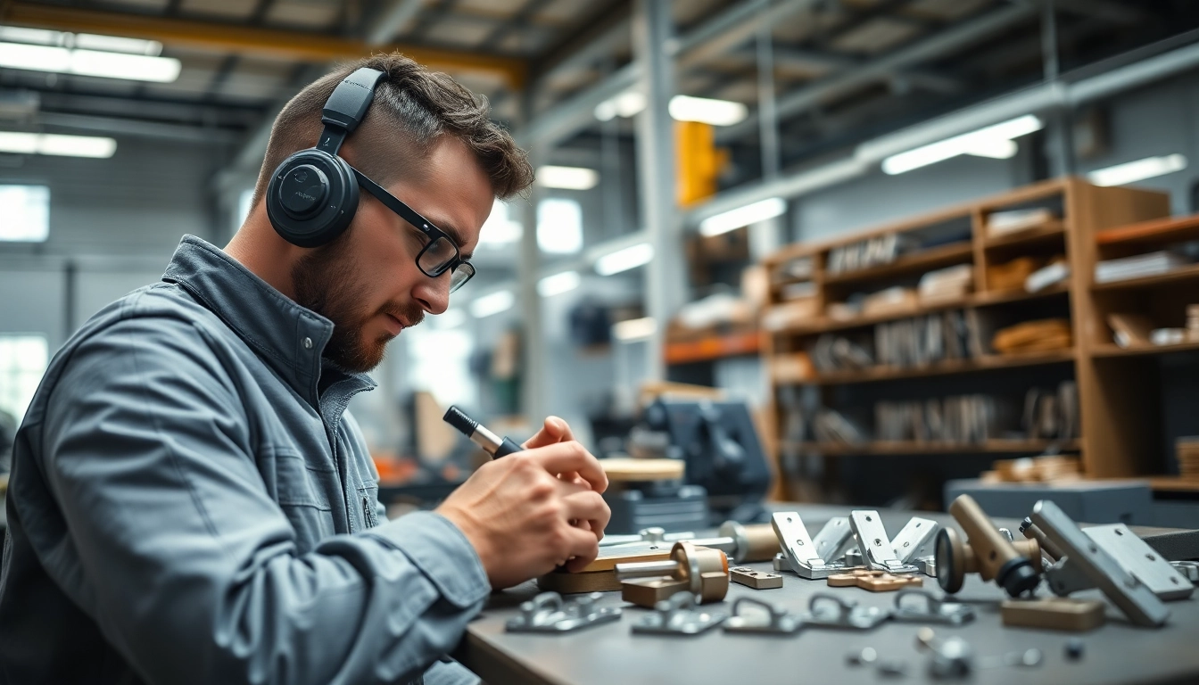 Hinge Supplier technician crafting high-quality hinges in a modern workshop.