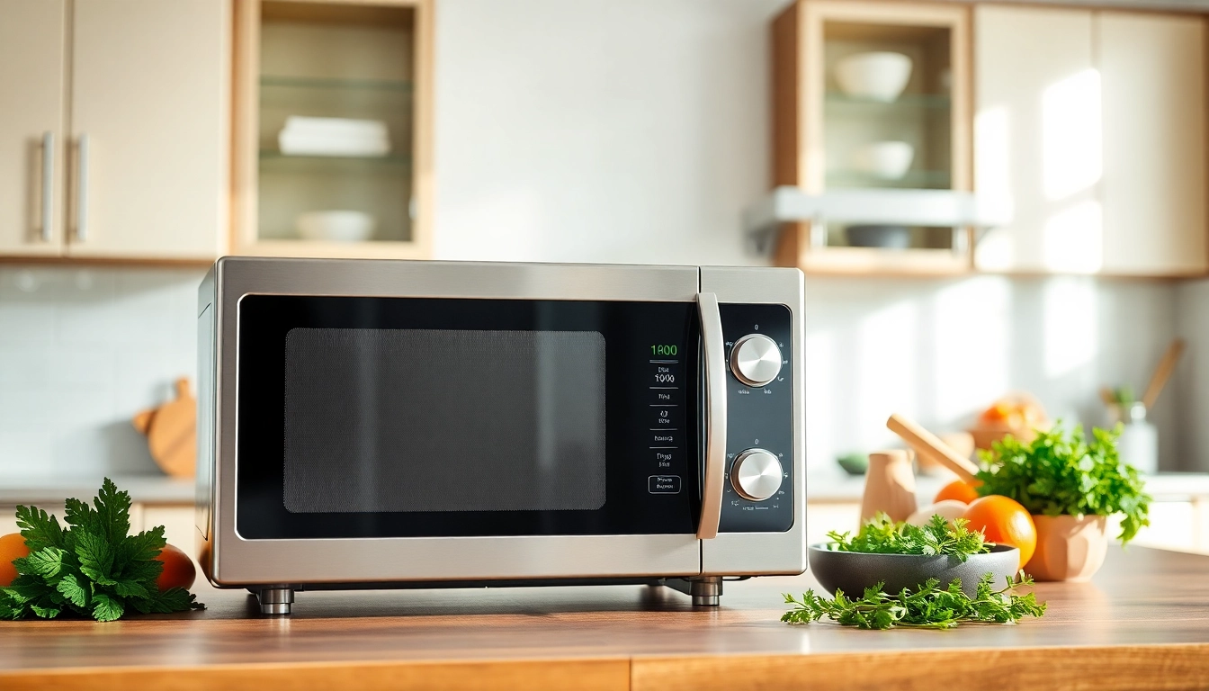 Showcasing the latest Microwave Oven Sales in a modern kitchen setup with fresh ingredients.