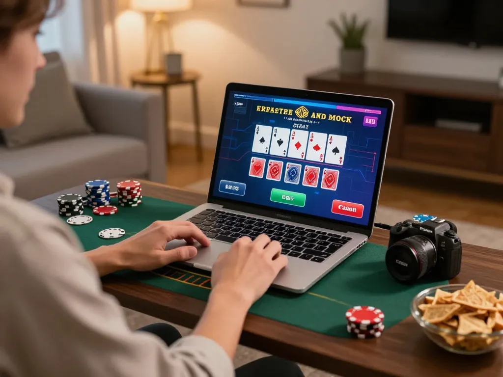Engaging gameplay on SC88 INFO while playing blackjack online at home, creating a cozy atmosphere.