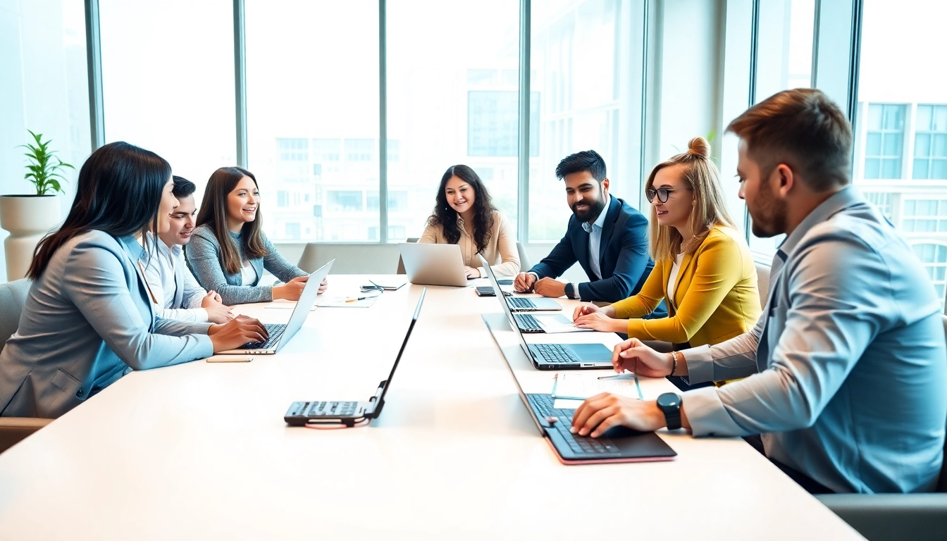 Quickplus Business Consultants collaborating in an inviting office environment during a brainstorming session.
