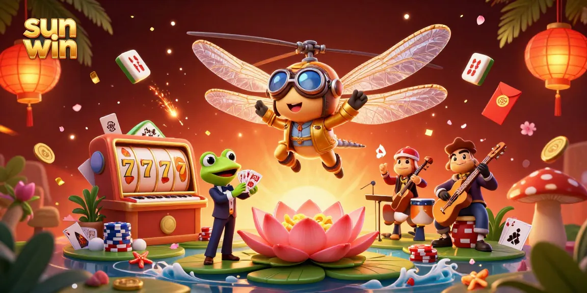 Engage in the thrilling sun win experience at a vibrant lily pad casino featuring exciting 3D games.