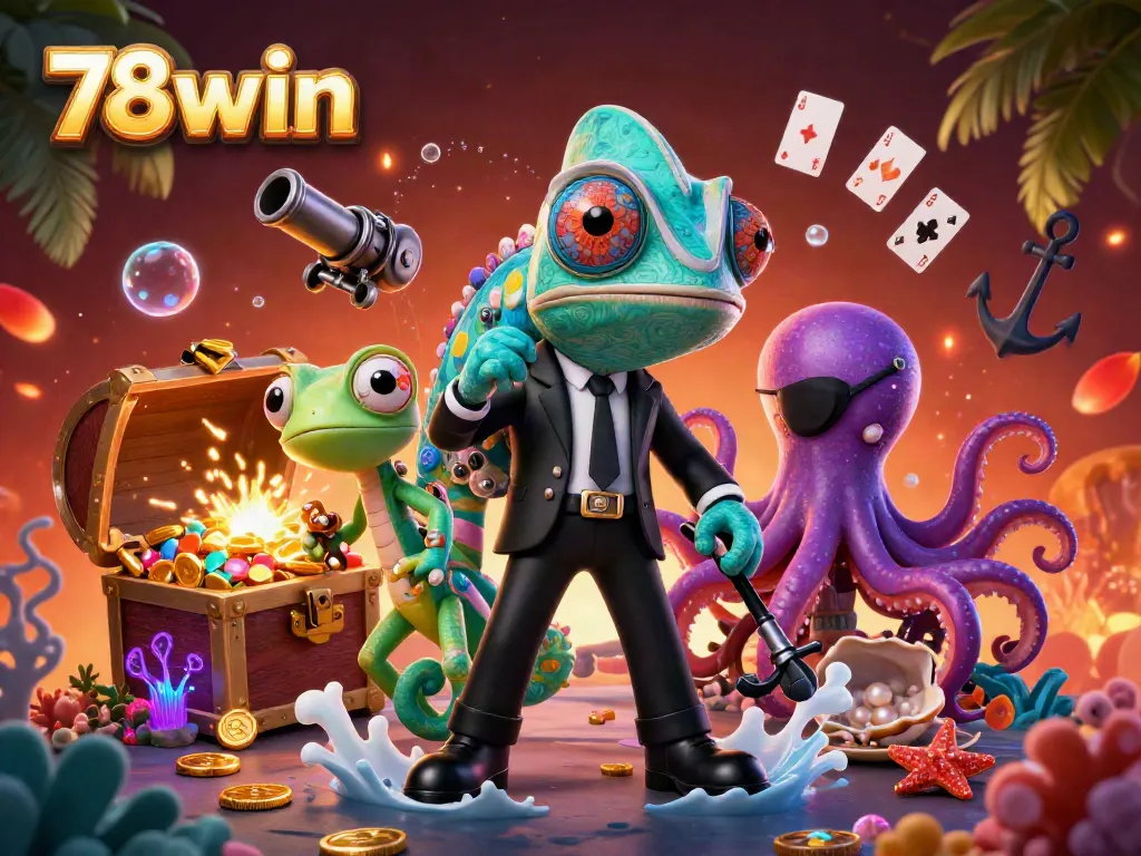 Experience thrilling adventures with 78win in this vibrant underwater casino scene.