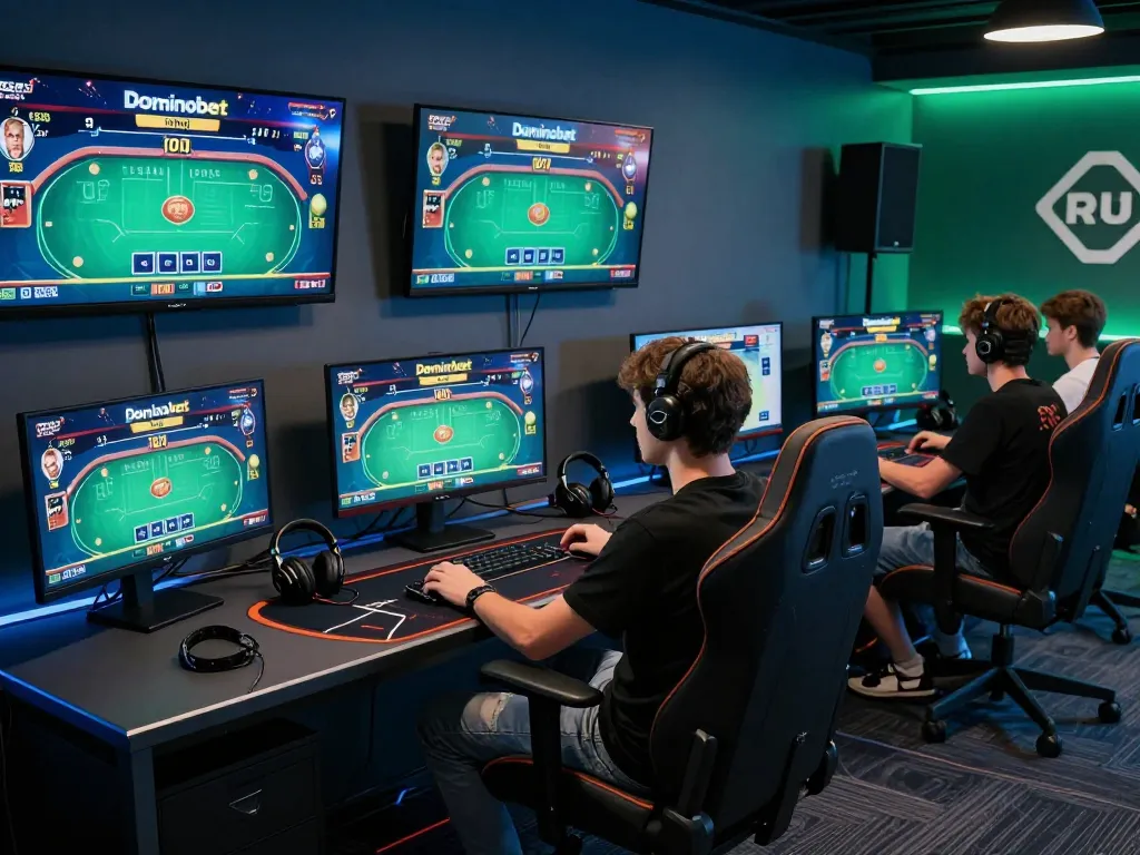 Engaged player analyzing strategies while enjoying Dominobet IDN Poker on multiple screens.