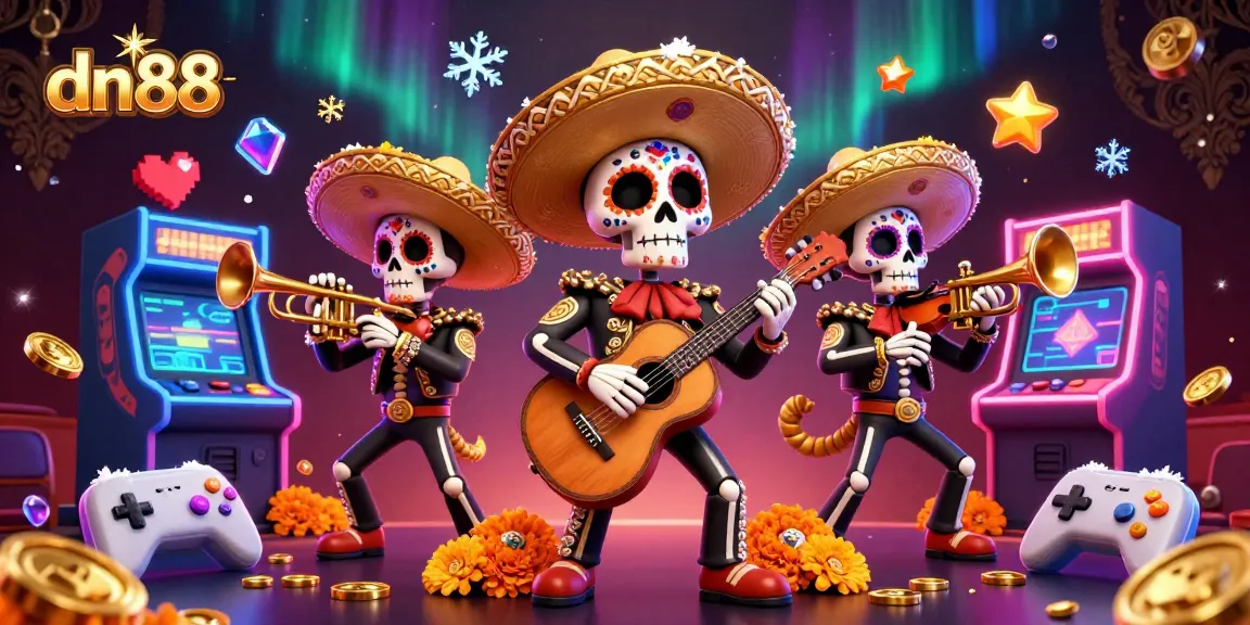 Engage in the lively dn88 casino scene with a mariachi band and colorful gaming elements.