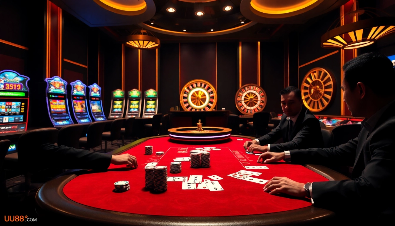 Experience thrills at UU88.COM with a dynamic poker scene featuring intense gameplay and vibrant gambling elements.