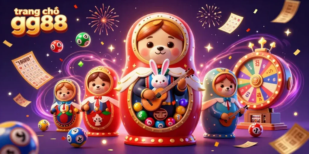 Experience energetic gambling action with trang chủ gg88, featuring a lively casino-themed illustration.